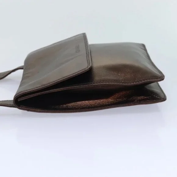 CHANEL Shoulder Bag Leather Bronze Gold CC Auth 93241 - Picture 5 of 15